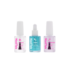 NailTek Nail Therapy System with Hydrate, Renew cuticle oil, and Strengthen treatments for nail restoration.