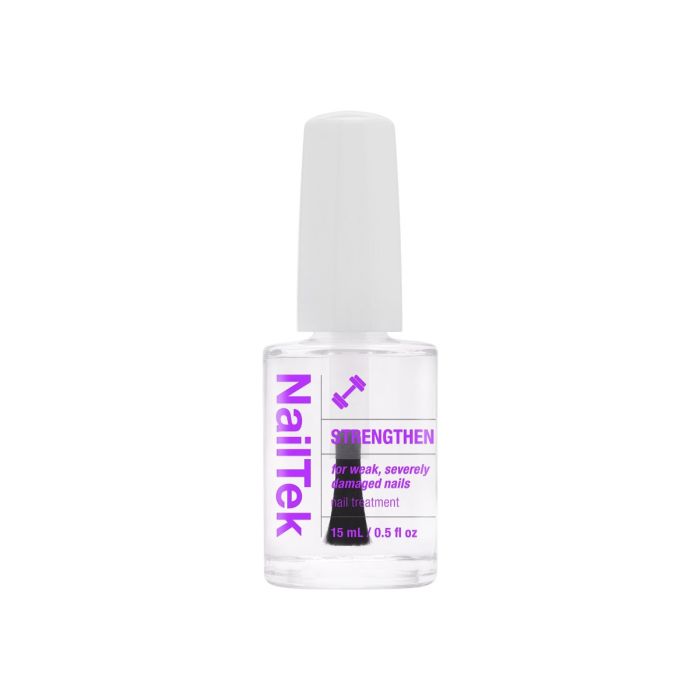 NailTek Strengthen Nail Treatment in a 15mL bottle, designed to repair and fortify weak, brittle nails.